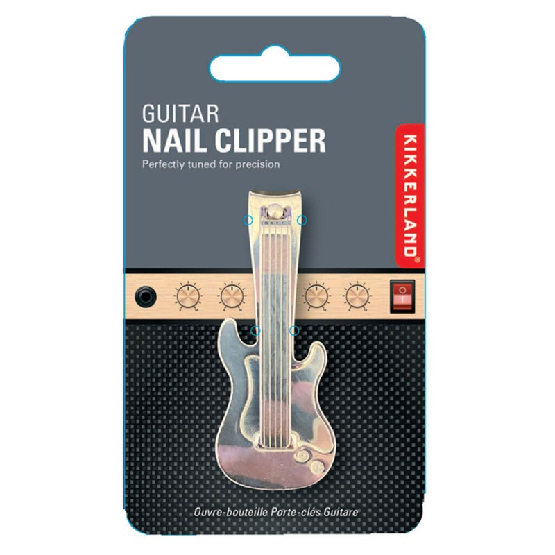 Añade un toque de rock 'n' roll a tu cuidado personal con el cortaúñas de acero inoxidable en forma de guitarra. Diseñador: WITH