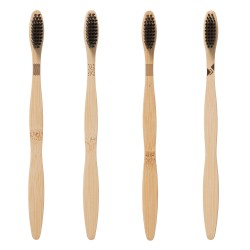Cuida del medio ambiente con este juego de 4 cepillos de dientes de bambú en color café de la marca 5FIVE. Fabricados en bambú, 