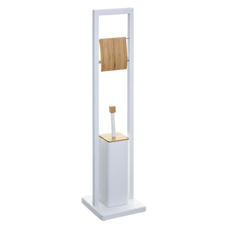 Mantén tu baño ordenado y con estilo con este práctico portarollo con cepillo para WC integrado. Su diseño 2 en 1 ahorra espacio
