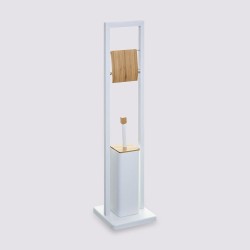 Mantén tu baño ordenado y con estilo con este práctico portarollo con cepillo para WC integrado. Su diseño 2 en 1 ahorra espacio