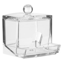 Ideal para mantener los hisopos organizados, su diseño compacto y moderno se integra fácilmente a la decoración de tu baño o toc