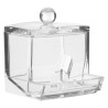 Ideal para mantener los hisopos organizados, su diseño compacto y moderno se integra fácilmente a la decoración de tu baño o toc