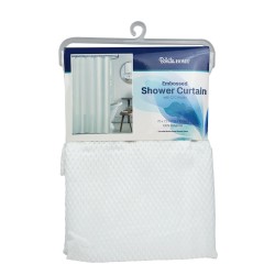 Renueva tu baño con estilo y funcionalidad. Esta cortina de baño blanca con textura en relieve está hecha de 100% poliéster, ide