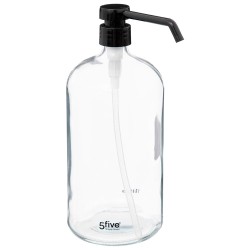 Es un recipiente práctico y elegante, con capacidad de 1 litro. Su diseño transparente permite ver el contenido, ideal para baño