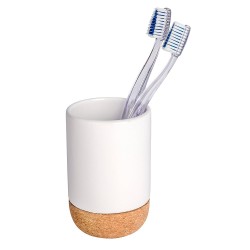 Aporta calidez y un toque ecológico a tu baño con el Vaso Dental Cork. Su diseño moderno combina acabados tipo corcho con líneas