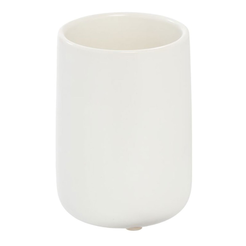 La sostenibilidad se une al almacenamiento con el vaso de cerámica Eco Vanity de iDesign. Este vaso ecológico y multiusos es ide