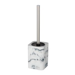 Elegante escobillero en aspecto de piedra natural blanca con una delicada estructura de mármol en gris pone acentos extravagante