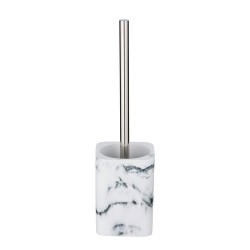 Elegante escobillero en aspecto de piedra natural blanca con una delicada estructura de mármol en gris pone acentos extravagante