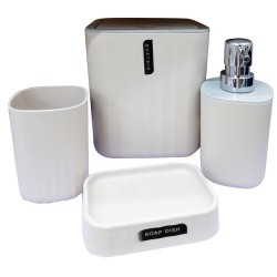 Este elegante set de baño de 4 piezas es la opción perfecta para renovar y armonizar tu espacio de higiene personal. Incluye un 