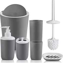 El juego de accesorios de baño de 6 piezas está hecho de plástico duradero y súper fuerte, que es ligero y fácil de limpiar, pue