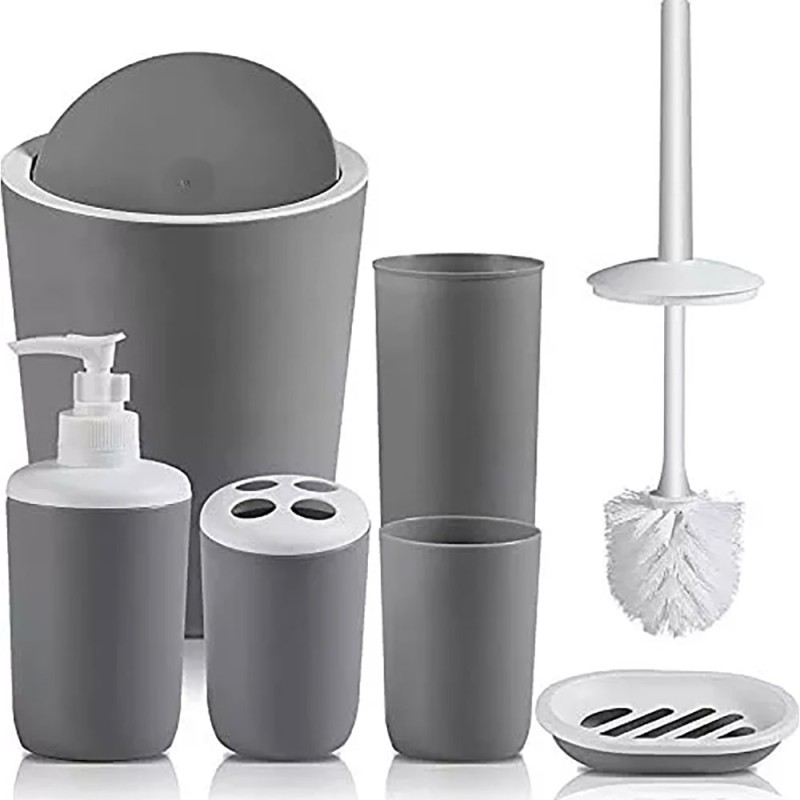 El juego de accesorios de baño de 6 piezas está hecho de plástico duradero y súper fuerte, que es ligero y fácil de limpiar, pue
