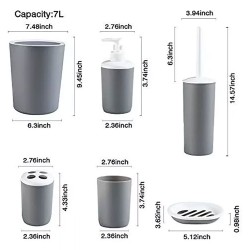 El juego de accesorios de baño de 6 piezas está hecho de plástico duradero y súper fuerte, que es ligero y fácil de limpiar, pue