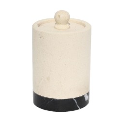 Algodonera de mármol bellagio con negro para almohadillas desmaquillantes ideal para decoración del tocador para dar un toque ma