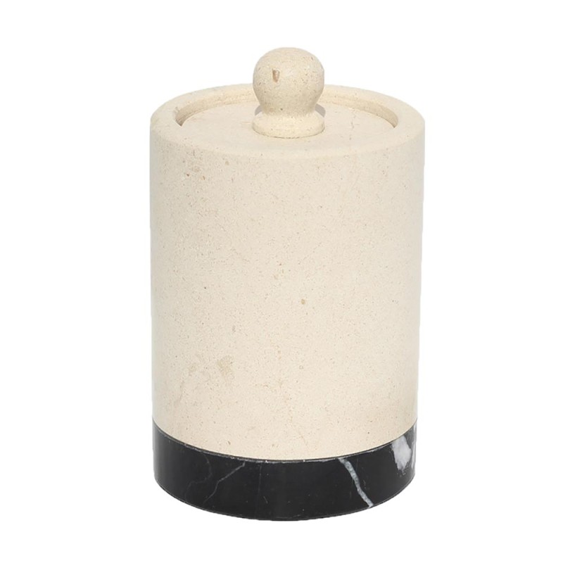 Algodonera de mármol bellagio con negro para almohadillas desmaquillantes ideal para decoración del tocador para dar un toque ma