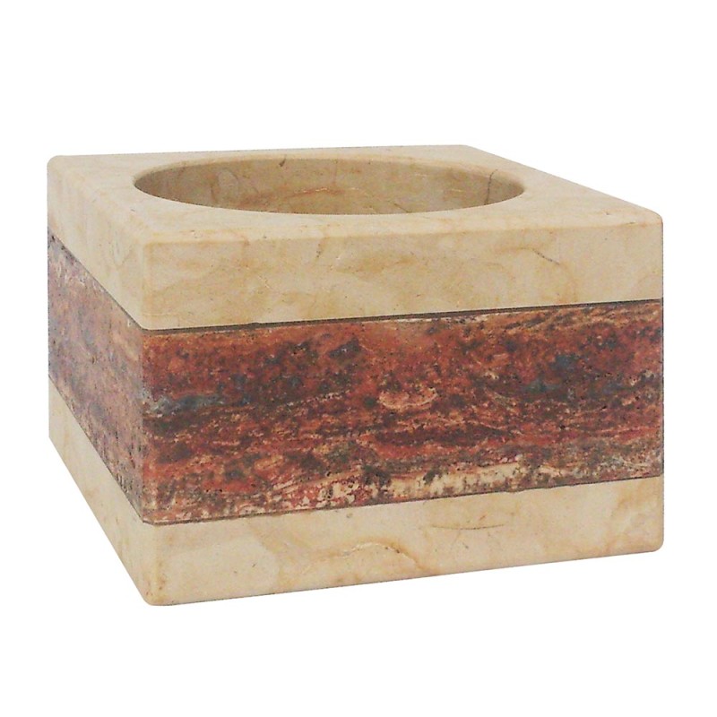 Porta vaso de mármol crema con café fabricado a mano, ideal para decoración del baño para dar un toque maduro y femenino, sin pe