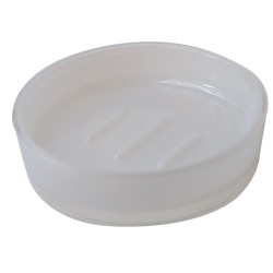 La jabonera Wintech doble pared blanca tiene un diseño redondo es resistente y fácil de usar. Moderno y elegante diseño que se a