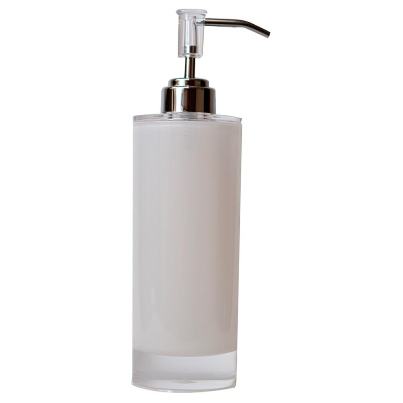 Práctico y funcional dosificador Wintech doble pared blanco, elaborado en acrílico resistente y duradero. Moderno y elegante dis