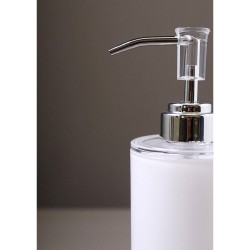 Práctico y funcional dosificador Wintech doble pared blanco, elaborado en acrílico resistente y duradero. Moderno y elegante dis