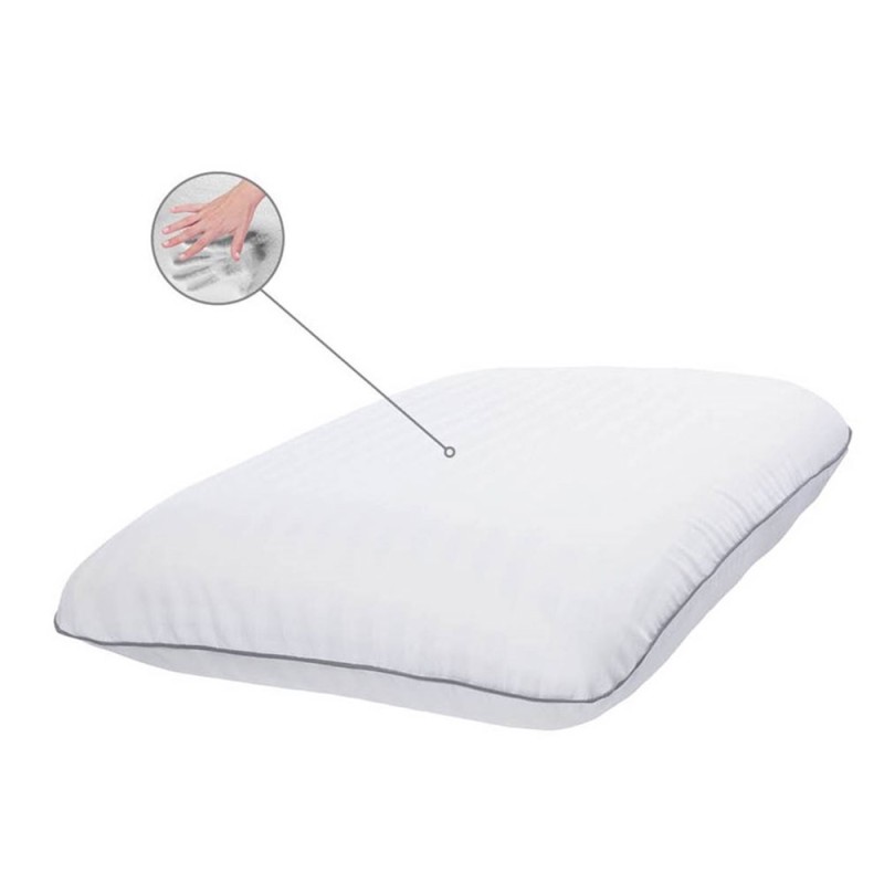 Almohada Mini en Satin Stripe Blanco de algodón Body Cushion;  esta almohada versátil, suave y acogedora cuenta con un tamaño pe