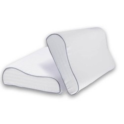 Almohada Cervical Grande en Satin stripe Blanco de algodón, Body Cushion; su diseño versátil permite su uso en dos posiciones co