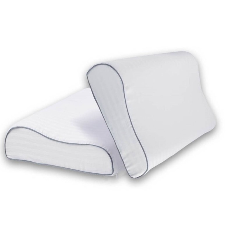 Almohada Cervical Grande en Satin stripe Blanco de algodón, Body Cushion; su diseño versátil permite su uso en dos posiciones co