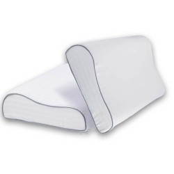 Almohada Cervical Mediana en Satin stripe Blanco de algodón, Body Cushion; su diseño versátil permite su uso en dos posiciones c