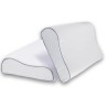Almohada Cervical Mediana en Satin stripe Blanco de algodón, Body Cushion; su diseño versátil permite su uso en dos posiciones c