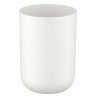 Vaso de higiene dental color blanco para guardar los cepillos y la pasta dental, elaborado con plástico con un acabado superfici