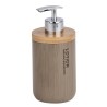 Dosificador de jabón con una capacidad de 10.5 fl oz. Dosificación usando una bomba cromada. Posibilidad de rellenar. Letras con