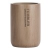 Vaso de higiene dental color madera con bambú para guardar los cepillos y la pasta dental, elaborado con poliresina con un acaba