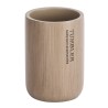 Vaso de higiene dental color madera con bambú para guardar los cepillos y la pasta dental, elaborado con poliresina con un acaba