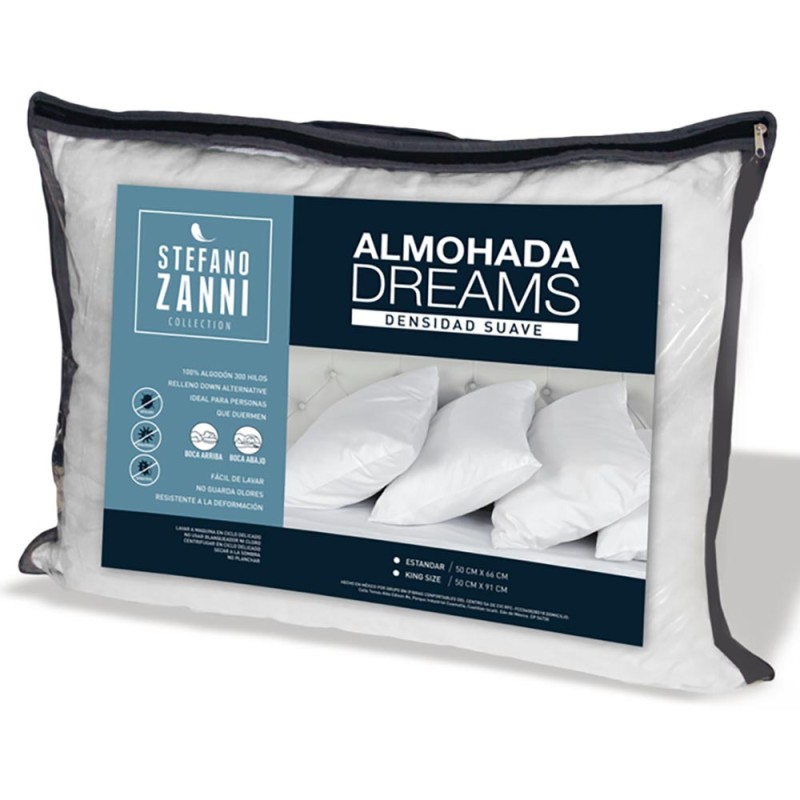Disfruta de un descanso placentero con la Almohada Dreams Suave Estándar, ideal para quienes prefieren una sensación ligera y ac