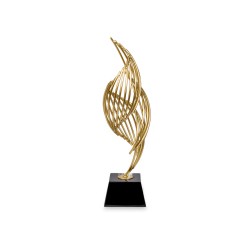 Esta escultura decorativa con diseño en espiral y acabado dorado es una pieza contemporánea que aporta sofisticación y dinamismo