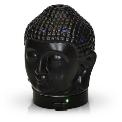 El difusor ultrasónico combina el poder de la aromaterapia con el diseño elegante de una cabeza de Buda en cerámica dorada, idea