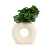 Este florero redondeado es ideal para quienes buscan una pieza decorativa de líneas suaves y estilo contemporáneo. Su forma orgá