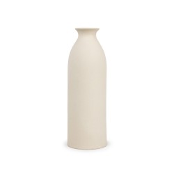 Con un diseño limpio y estilizado, este florero tipo botella aporta un toque moderno y natural a cualquier espacio. Su forma ala