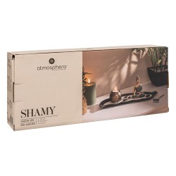 Incorpora paz y armonía a tu hogar u oficina con el Jardín Zen Shamy. Su diseño minimalista con arena, piedras y figuras decorat