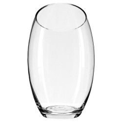 Este florero está hecho de cristal transparente con voluptuosas líneas redondeadas. Su cuello biselado es ideal para sostener gr