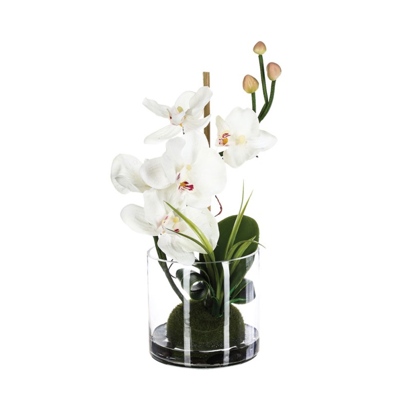 Lleva la sofisticación natural a tu hogar con este Arreglo de Orquídea Artificial. Su diseño realista, con pétalos delicados y f