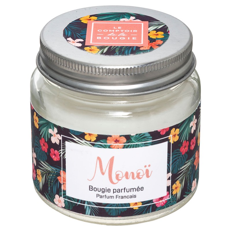 Transforma tu espacio en un refugio tropical con esta elegante vela aromática de 65g. Su exquisito aroma a monoi envuelve el amb