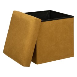 El taburete plegable Lilou ofrece un asiento extra y un práctico espacio de almacenamiento. Su estructura cuadrada y su revestim