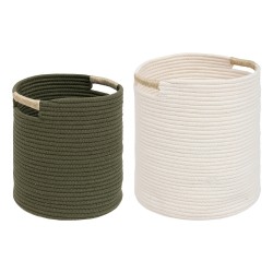 Añade encanto natural con estas canastas cilíndricas de tejido de algodón. Ideal para organizar con estilo en tu dormitorio, ves