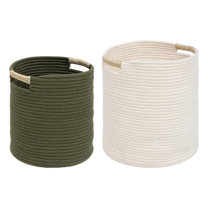 Añade encanto natural con estas canastas cilíndricas de tejido de algodón. Ideal para organizar con estilo en tu dormitorio, ves
