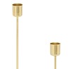 Añade un toque de elegancia moderna a tu decoración con este sofisticado candelabro metálico en tono dorado. Su diseño minimalis