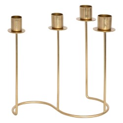 Añade un toque de elegancia moderna a tu decoración con este sofisticado candelabro metálico en tono dorado. Su diseño minimalis