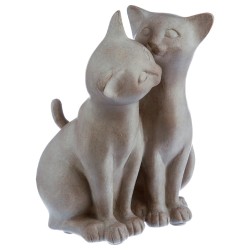 Esta estatuilla "Pareja de gatos" está hecha de resina tintada y tiene un aspecto muy auténtico. Este objeto decorativo se prese