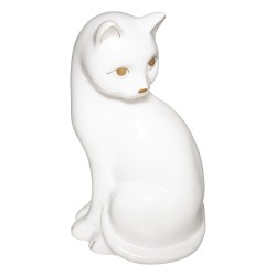 Figura decorativa de gato en cerámica, con una silueta estilizada y delicada de 26 cm de altura. perfecto para aportar un toque 