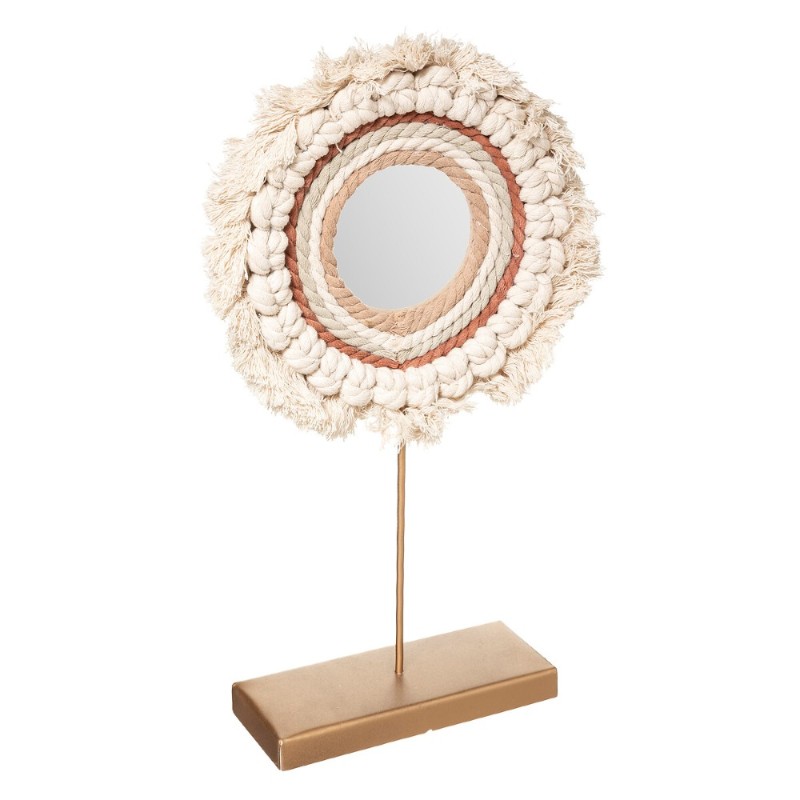 Su diseño artesanal y textura lo convierte en una pieza ideal para consolas o cómodos. Evoca un estilo boho con toques naturales