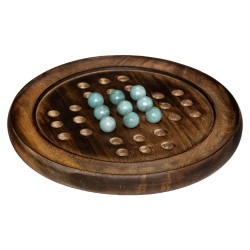 Solitario decorativo con un diseño retro y atemporal. Cuenta con una base de madera de mango tallada y piezas de cristal colorea
