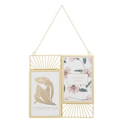 Con dos marcos decorados con motivos art déco y suspendidos por una cadena, es ideal para mostrar fotos, postales o ilustracione